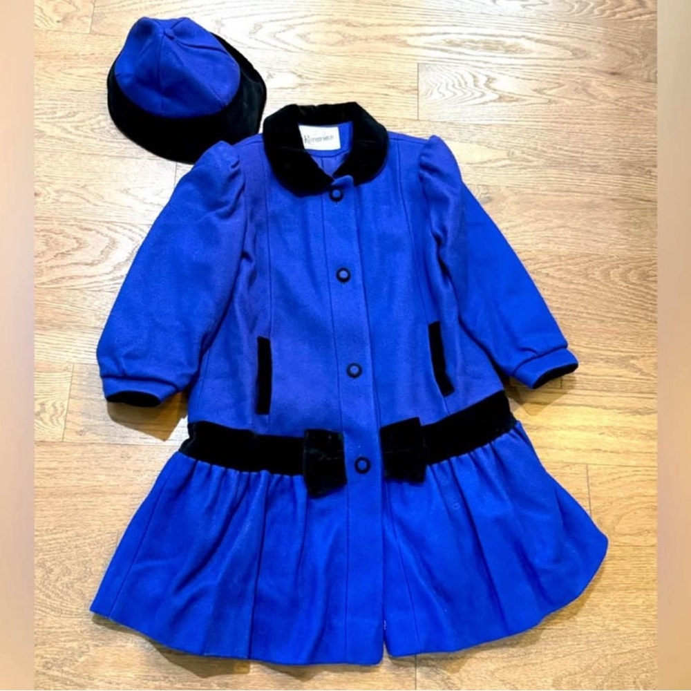 Rothschild Royal Blue Kids Pea Coat with Black Trim and Hat